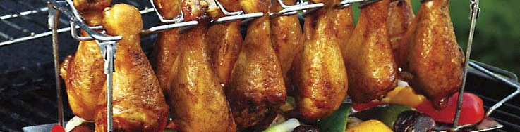 Man Law Chicken Rack - cook up to 12 wings or drummies at once, evenly & no mess or burnt marinade - even serve using the rack - yummm!